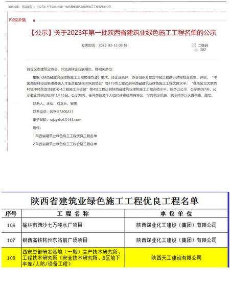 陜煤建設天工公司承建的陜煤研究院一期B、C區施工項目榮獲第一批陜西省建筑業綠色施工示范工程稱號