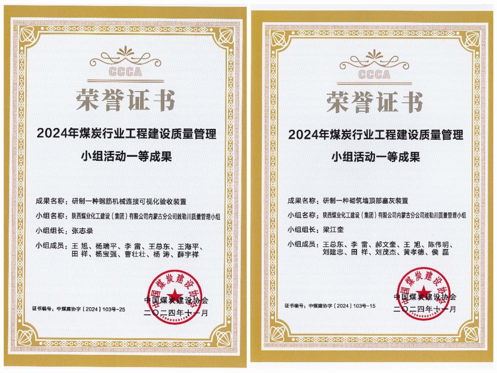 陜煤建設內蒙古分公司：中煤建協QC成果再創佳績