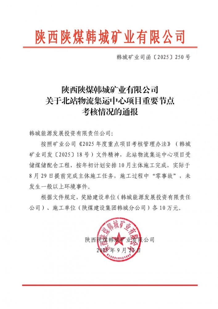 “63 天加速度”創效！陜煤建設韓城分公司土建十一項目部一項工程提前封頂獲嘉獎